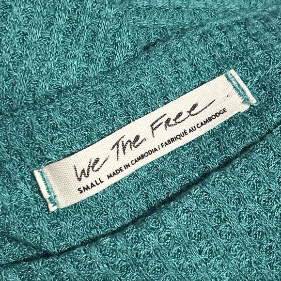 FREE PEOPLE NWT North Shore Waffle Knit Oversized Tunic *Aqua S - Picture 8 of 10